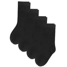 COZYOFFI Girls Boys Crew Socks: 4 Pairs Daily Wear with Kids Small, C02-black