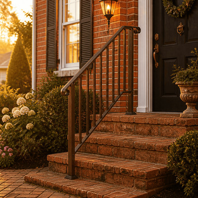 Outdoor Handrail for 3 Steps Copper Galvanized Iron Stair Railing Porch Step