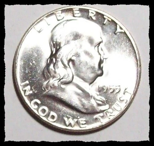 1955-P FRANKLIN HALF DOLLAR Bright Lustrous Nice BU #35D59 .900 Fine SILVER