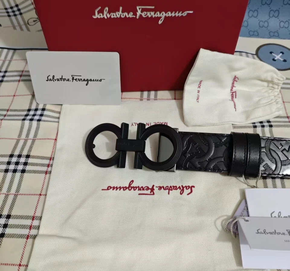 Auténtico cinturón de cuero Salvatore Ferragamo ancho: 3,5 cm/1,38 pulgadas Foto 3 de 4