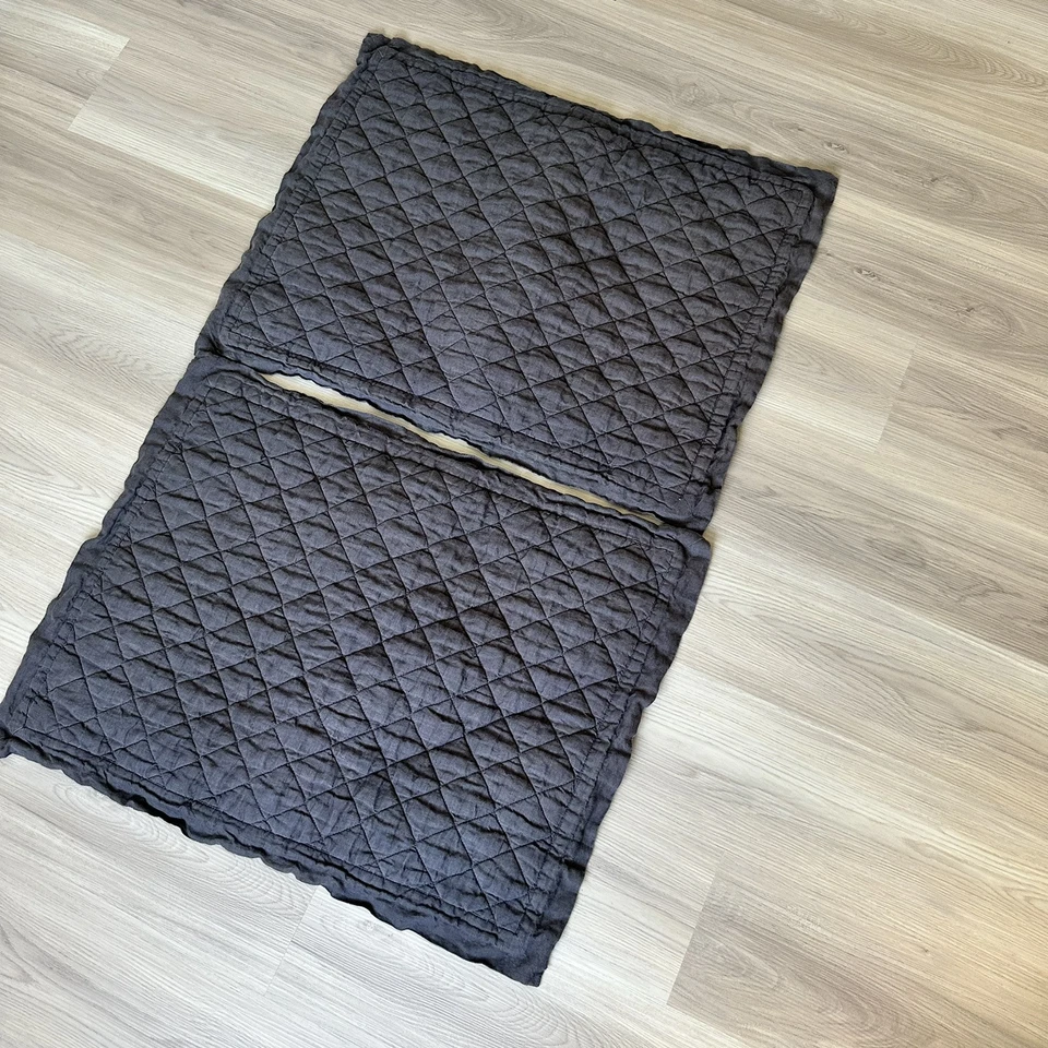 2 Pottery Barn Belgian Flax Linen Diamond Quilted Sham Standard Gray - Изображение 3 из 4