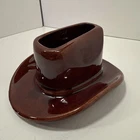 Vtg Haeger 338 Cowboy Hat Planter Wallet Caddy Pottery Western Decor 8"