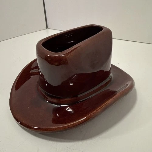 Vtg Haeger 338 Cowboy Hat Planter Wallet Caddy Pottery Western Decor 8"