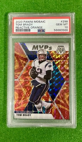 2020 Mosaic Tom Brady Reactive Orange SSP 🔥 PSA 10 Gem Mint SP #298 Patriots