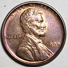 1909 VDB Lincoln Penny AU Toned Free Shipping