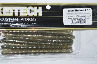 keitech easy shaker 4.5'' bass ribbed worm drop shot texas rig bluegill flash
