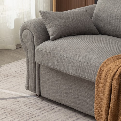 2/ 3 Seater Fabric Couch with Under Storage , Upholstered Linen Sofa - Picture 16 of 21
