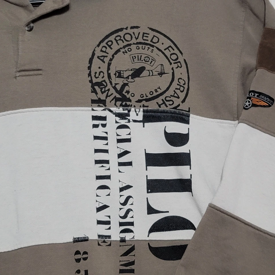 Pilot Men's Sweater Size L Large pullover Gray White Casual Long Sleeve - Image 4 of 4