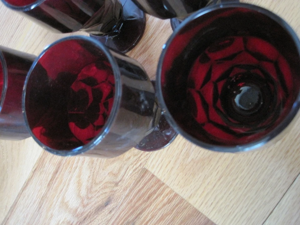 Georgian Ruby Glasses Set 6 Measures 5.5"x3" Antique - Image 4 of 4