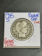 1915 S Barber Silver Quarter FN Fine Better Date Coin (Raw14011)