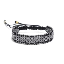 Shweta Creations Macrame Bracelet 925 Silver Diamond Beaded Women Gift Jewelry