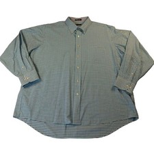 CHAPS Shirt Men's 2XL Oxford Collar Cotton Casual Button Down Plaid White