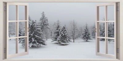 Schneebaum Winter Szene Bild Stoff Poster Aufkleber Wandbild selbstklebend