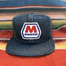 Vintage Trucker Hat Denim Snap Back Marathon Petroleum Oil Advertising