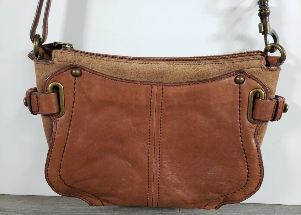 Bolso Bandolera Mujer Perlina New York Marrón Cuero y Gamuza Foto 4 de 4