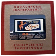 Kodachrome Red Border Slide | *1949* LANGENDORF BREAD BABY Billboard Sign Ad