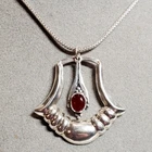 Solid Sterling 925 Silver Carnelian Gem Stone Pendant 15.5" Choker Necklace 10g