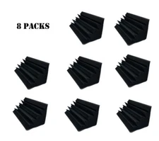 8 pcs Acoustic Foam Bass Trap Soundproof Corner Wall Studio Home 10x5x5 Black