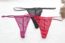 Women Sexy Thongs Solid Mesh T-back Underwear Hipster G-string Panties M-L-XL