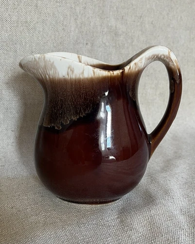 Vintage HULL Pottery Brown Drip Glaze Creamer
