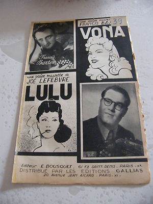 Partition Vona Francis Baxter Lulu Joe Lefebvre Valse Musette