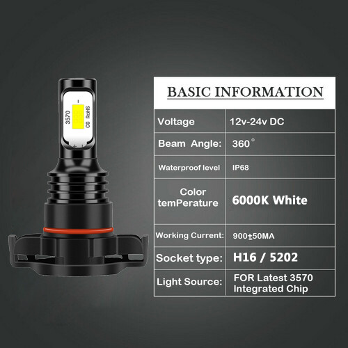 NEW White 6500K 5202 H16 LED Daytime Running DRL Fog Lights Bulbs Lamps US - Imagen 4 de 12