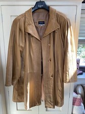 Vera Pelle Italian Tan Real Leather Woman Blazer Jacket Coat. Goat Skin Size 40