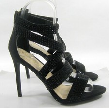new black 4.5"Stiletto Heel OPEN Toe ANKLE strap Shoes WOMEN Size  7