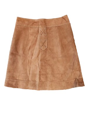 Vintage 70s Style Brown Deerskin Suede And Leather Knee Length