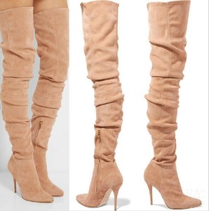 stretchy suede boots