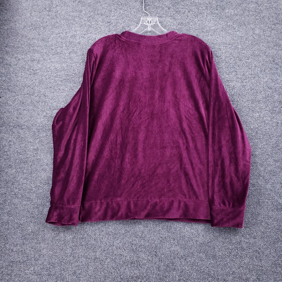 Camisa Juicy Couture Mujer 2X Púrpura Ropa de Dormir Manga Larga Pullover Terciopelo Salón Foto 2 de 4