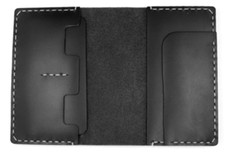 passport Holder wallet purse cow Leather card case Bifold iphone bag black Z128