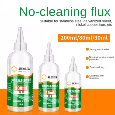 30/80/200ml Lötwasser, Flussmittel No Clean für Edelstahl Nickel Metall Solder