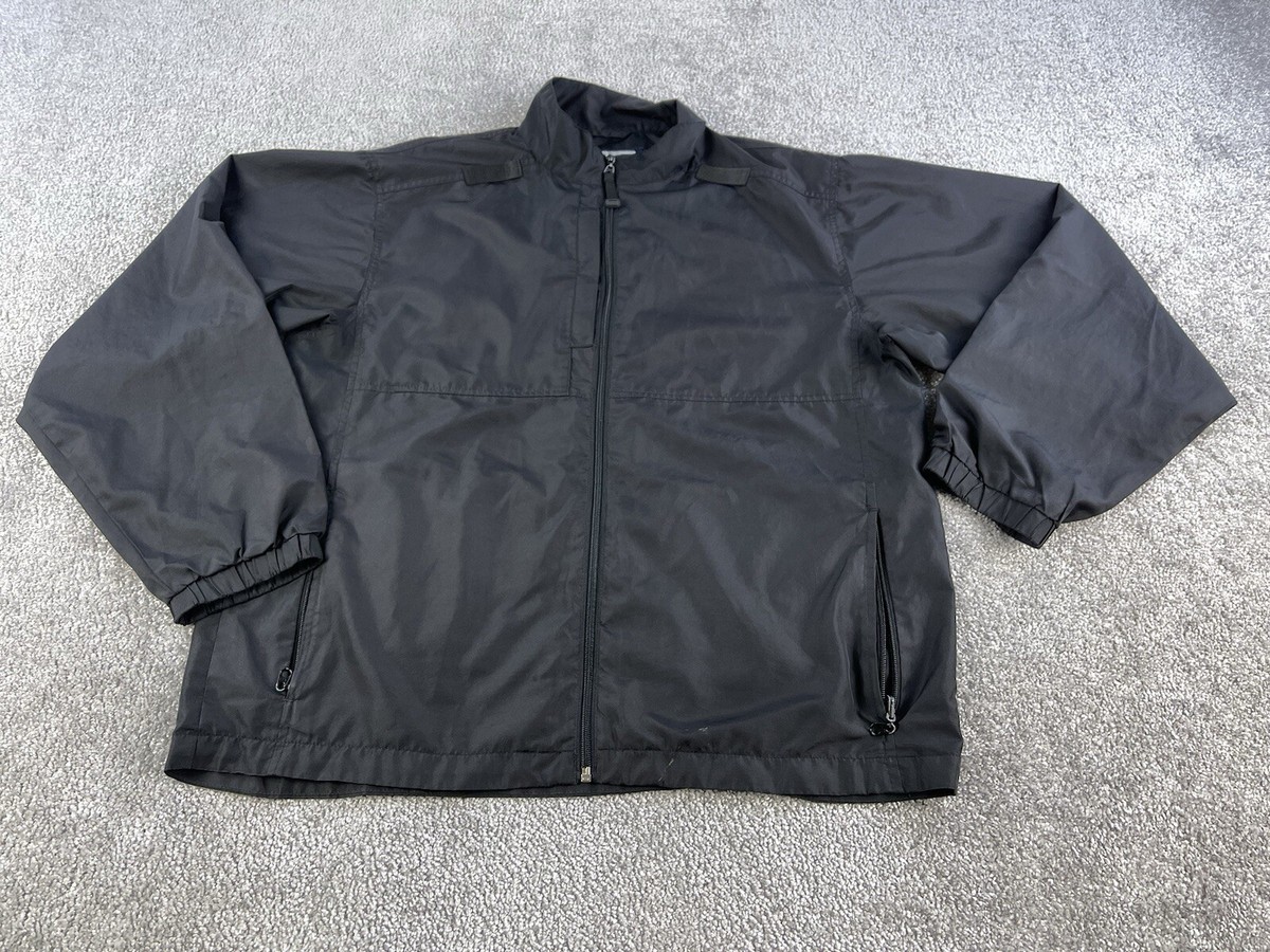 Tactical Jacket Mens Large Black Windbreaker Zipped Pockets  Lightweight R14