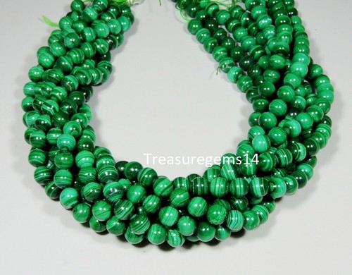 250 Crt 6 mm.WHOLESALE LOT NATURAL GREEN MALACHITE ROUND LOOSE BEADS GEMSTONE - Picture 3 of 4