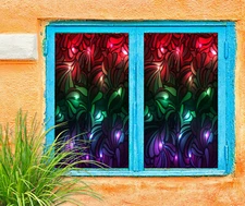 3D Colored Light Flower ZHUA146 Window Film Print Sticker Cling Stained Glass UV