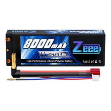 Zeee 2S Lipo Battery 8000mAh 7.6V 100C 4mm Bullet to T Plug for 1/8 1/10 RC Car