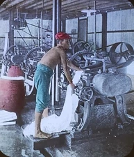 Washing Rubber in Ceylon (Now Sri Lanka) c1900's Magic Lantern Glass Slide