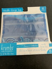 Krumbs Kitchen® Designer 6 pk reusable food storage bags NWT