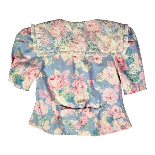 Vintage 80s Amy Byer Girls Size M (10-12) Floral Blouse Skirt Set Cottagecore - Picture 9 of 11