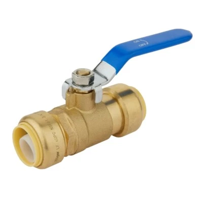 EFIELD 1/2" × 1/2 " Push Fit Ball Valve Blue Handle Brass No Lead Free Shipping