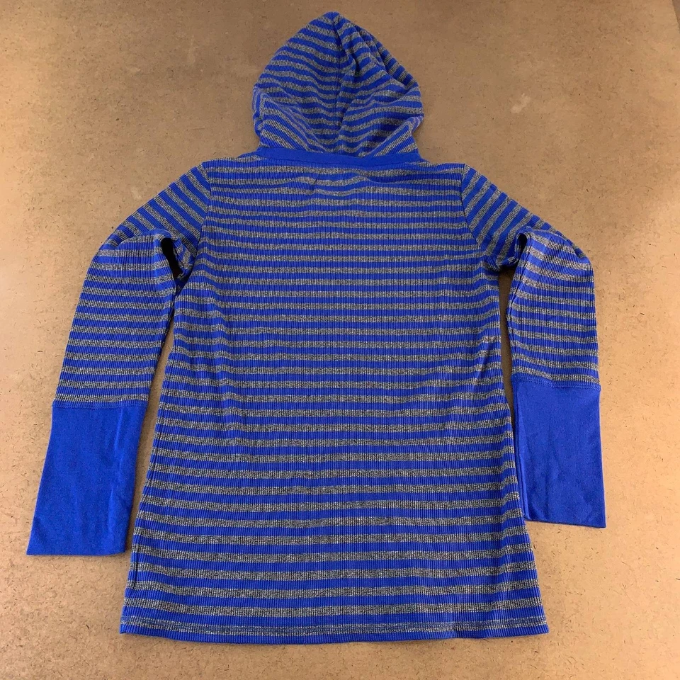 Marc New York Womens Hoodie Sweatshirt Blue Gray Pullover Stripe L New — 第 2/4 张图片