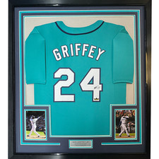Framed Facsimile Autographed Ken Griffey Jr. 33x42 Reprint Laser Auto Jersey