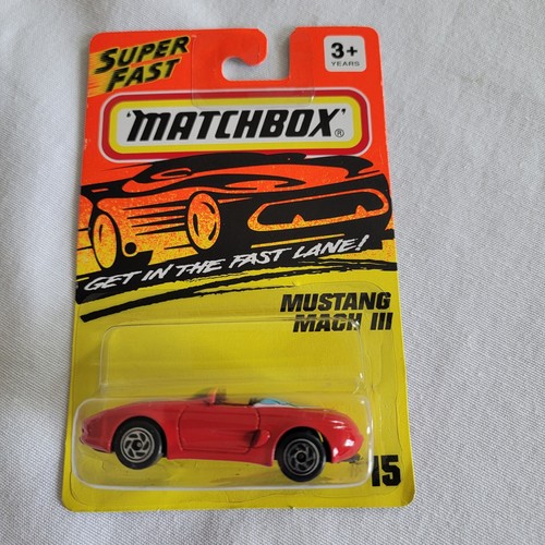 Sealed Matchbox Mustang Mach III #15 1994 Matchbox Super Fast Series Red Blue