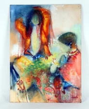 Untitled Portrait of Woman by Jordi Bonas Oil Painting on Board 30" x 22"