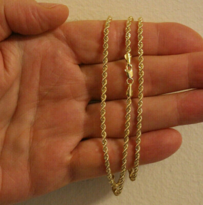 10K 10kt Yellow Gold 1.2mm-5mm Diamond Cut Rope Chain Pendant Necklace 7.5''-30''