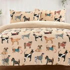 Dog Print Teddy Sherpa Fleece Duvet Cover Set – Super Soft & Cosy Bedding
