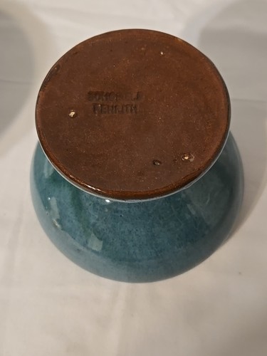 5 Antique Schofield Penrith Pottery Teal Small Bowls Made In Penrith England - Picture 15 of 24