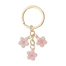 Flower Keychain Charm Cherry Blossom Enamel Key Chain Cute Floral Keyring Pink