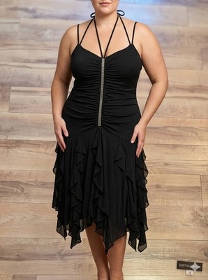 Vtg 90s Y2K Scott McClintock Black Whimsigoth Fairy Stretch Scarf Dress Sz 14 /L